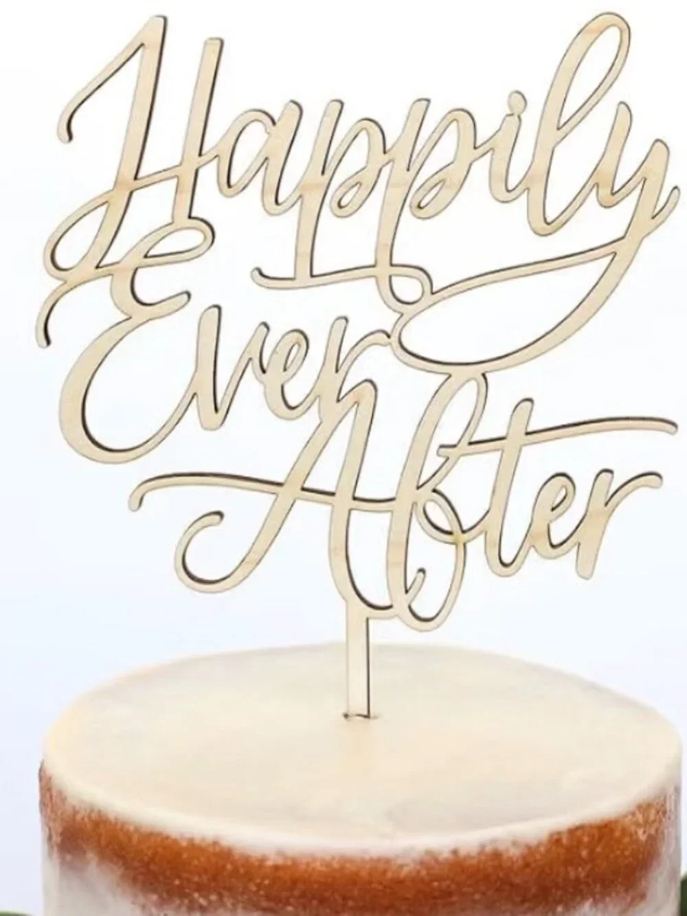 NWT TX Acrylic Cake Topper Happily Ever After in Gold Weddings Wedding Shower